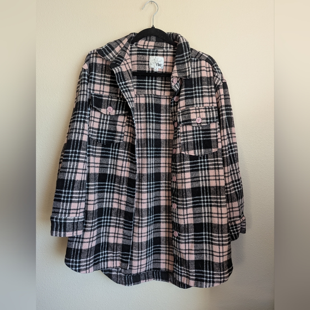 With Love YMI Pink and Black Shacket with Relaxed Fit Size M